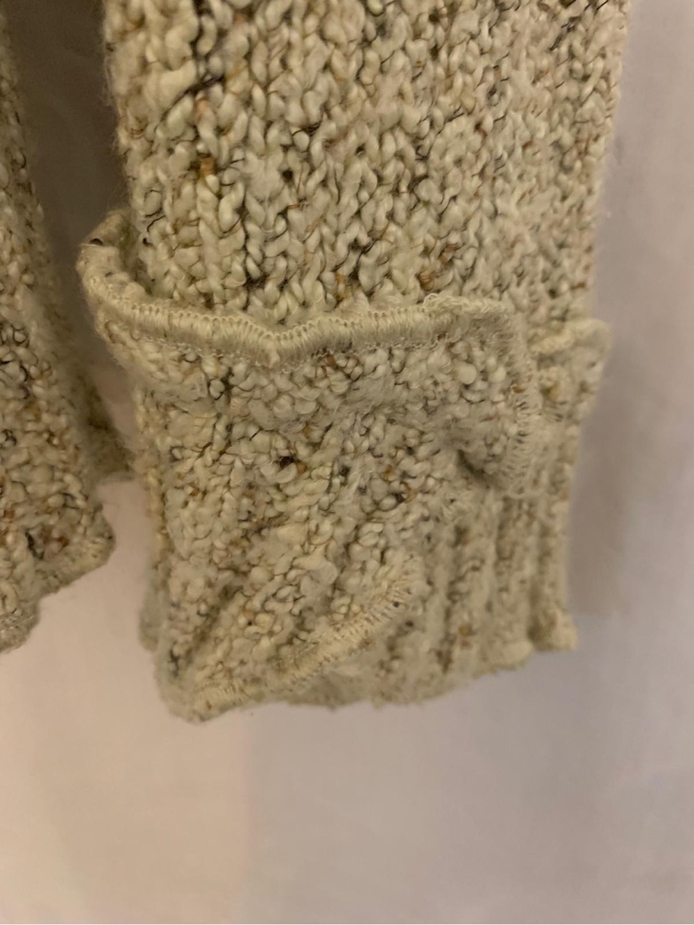 Chunky Cream Knit Button-Front Jacket with Ruffle Trim - Picture 3 of 5